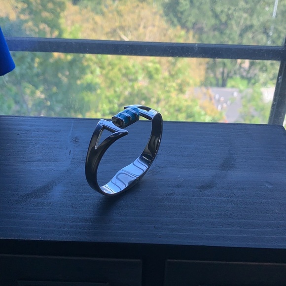 VINTAGE MEXICO TAXCO STERLING S.TURQUOISE BRACELET - Picture 3 of 12